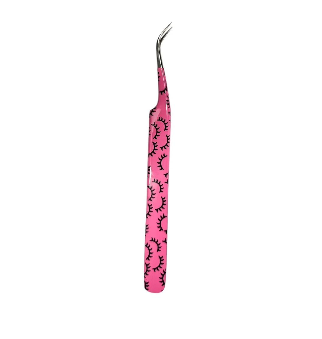 Pink Lash Tweezer Curved
